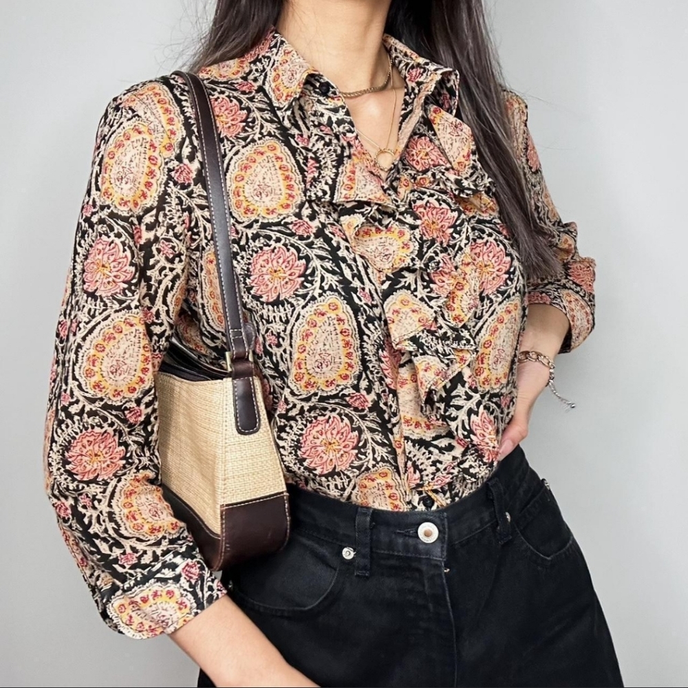 Lauren Ralph Lauren Ruffle 3/4 Sleeve Blouse Size 2X